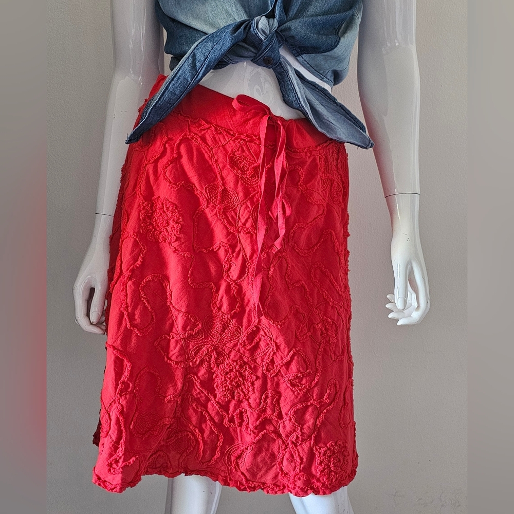 Max Studio Orange Wrap Knee-Length Skirt